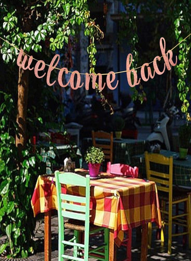 INNORU Glitter Welcome Back Banner - Retirement Party, Welcome Home Sign, Moving Away, First Day of School, Family Party Decorations Rose Gold - Image 4