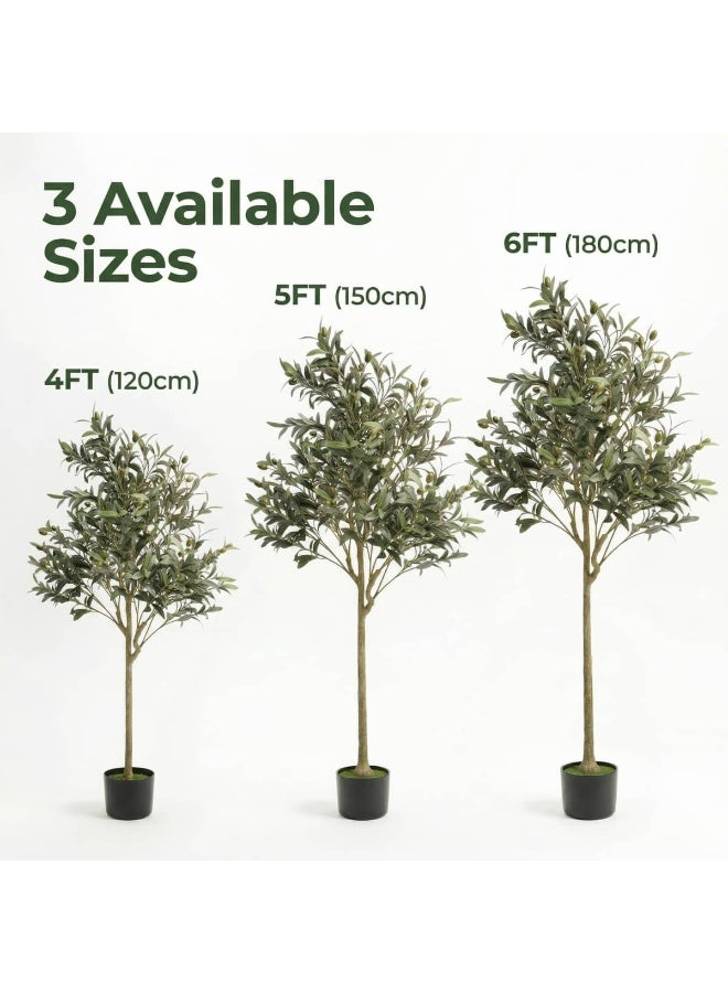 RooRound Artificial Olive Tree 120cm/150cm/180cm - Faux Olive Plant with Spherical Pot for Indoor Decor (Living Room/Office) & Outdoor Patio, Lifelike Foliage No Maintenance Needed (150cm) - Image 5