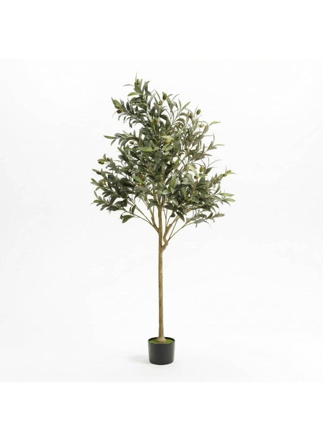 RooRound Artificial Olive Tree 120cm/150cm/180cm - Faux Olive Plant with Spherical Pot for Indoor Decor (Living Room/Office) & Outdoor Patio, Lifelike Foliage No Maintenance Needed (150cm) - Image 1