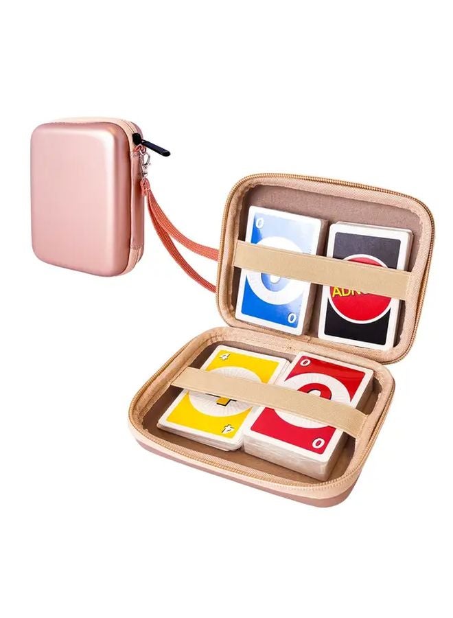 منظم البطاقات ذو الغلاف الصلب الذهبي الشمبانيا - متين من مادة PU - سعة 300 بطاقة - إغلاق علوي بطريقة القلب - Image 1