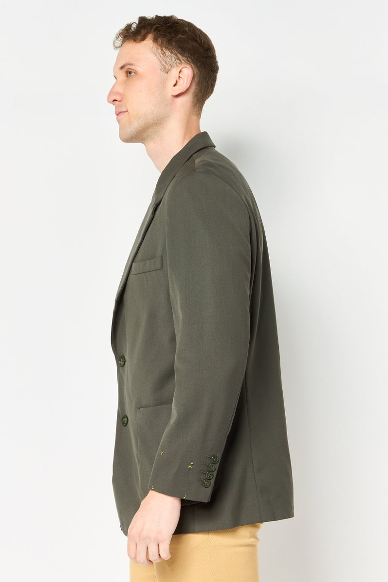 Selected Homme Men Regular Fit Plan Long Sleeve Casual Blazer, Dusty Olive - Image 3