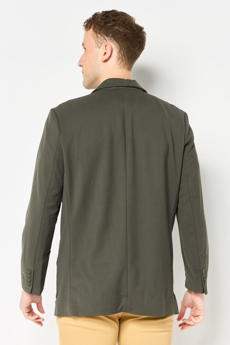 Selected Homme Men Regular Fit Plan Long Sleeve Casual Blazer, Dusty Olive - Image 2