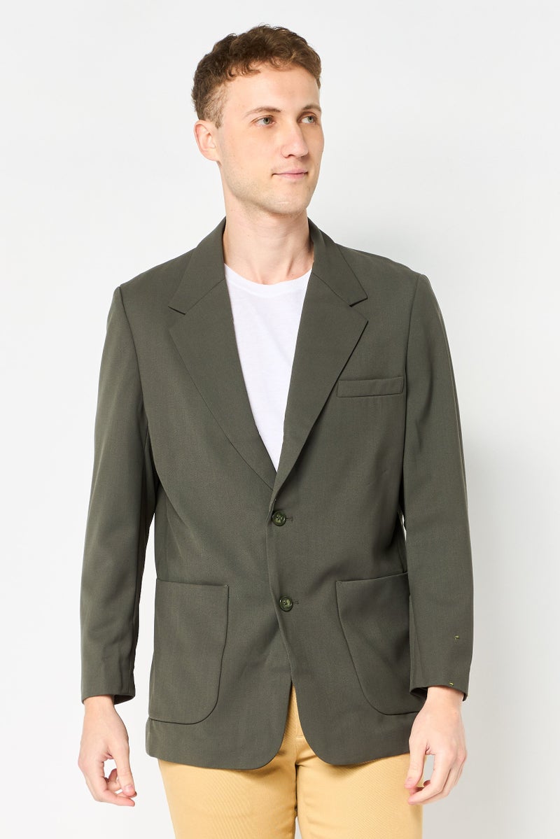 Selected Homme Men Regular Fit Plan Long Sleeve Casual Blazer, Dusty Olive - Image 1
