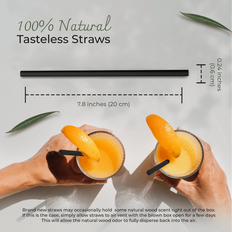 EcoPreps Black Biodegradable Bamboo Fiber Straws - 150 Count, 100% Compostable, Plastic-Free, Eco-Friendly Drinking Straw - 7.8'' Plant Fiber Disposable Straws, Compostable Black Straw For Cocktails - Image 3