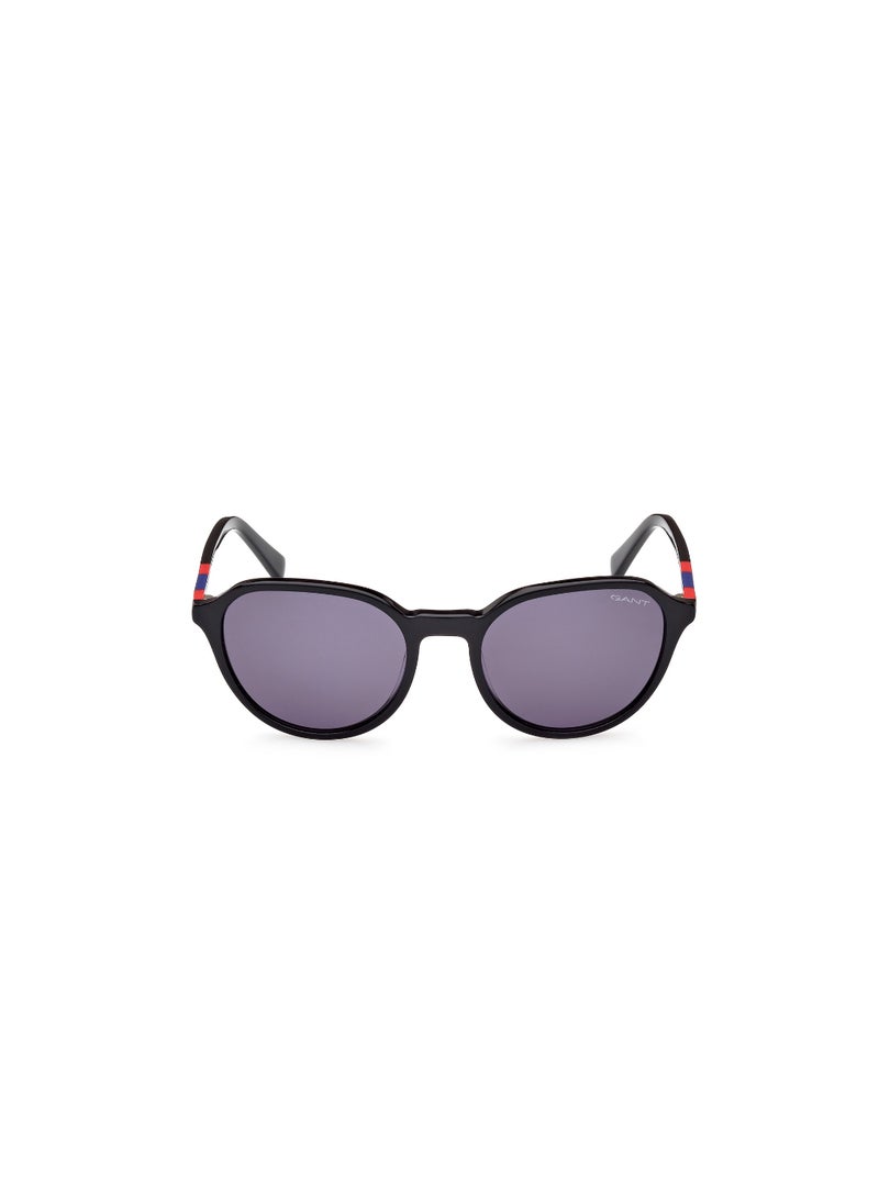 GANT Men's UV Protection Round Shape Acetate Sunglasses GA722401A53 - Lens Size: 53 Mm - Shiny Black  - Image 2