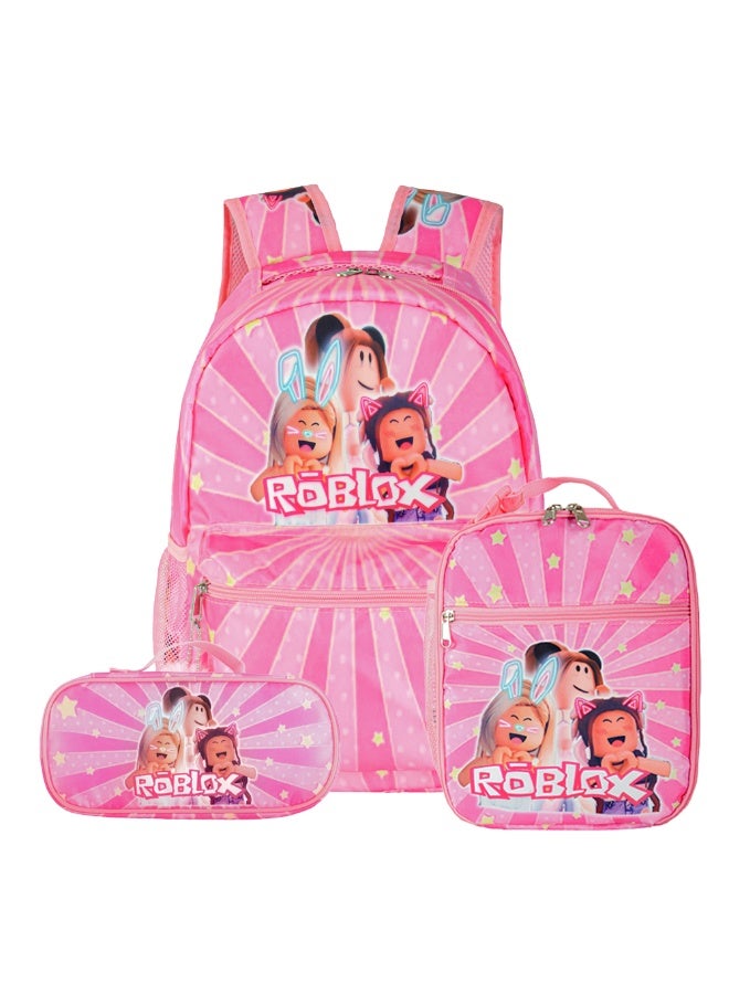 General New cartoon animation pink three-piece backpack (available for primary and secondary school children, travel, school, mountain climbing, sports) - 5  - Image 1