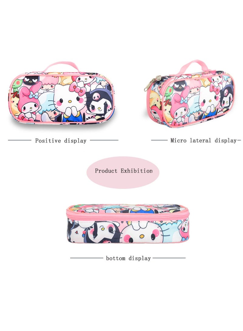 General New cartoon animation pink three-piece backpack (available for primary and secondary school children, travel, school, mountain climbing, sports) - 5  - Image 5