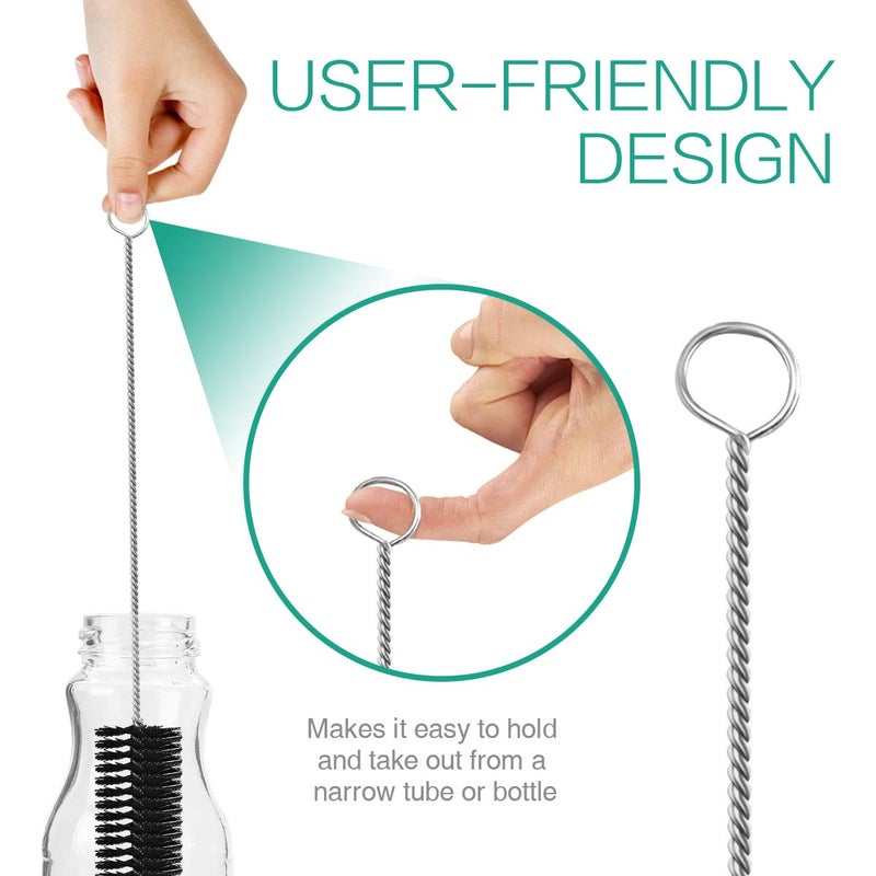 ORIA Cleaning Brush Set, Bottle Brush Cleaner, 9.8 inch Tube Brushes, Water Bottle Cleaning Brush, Kitchen Wire Scrub Set for Lab Clean, Drinking Straw, Wine Bottle, Cup, Pipes, Keyboard, Set of 10 - Image 5