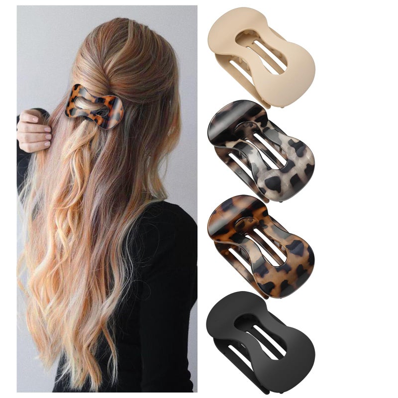 Aaiffey Flat Hair Clips for Women,French Lay Flat Claw Clips,Matte Strong Hold Side Hair Clip Thick & Thin Hair No-Slip Duck Billed Jaw Claw Clip 4 Pcs - Image 1