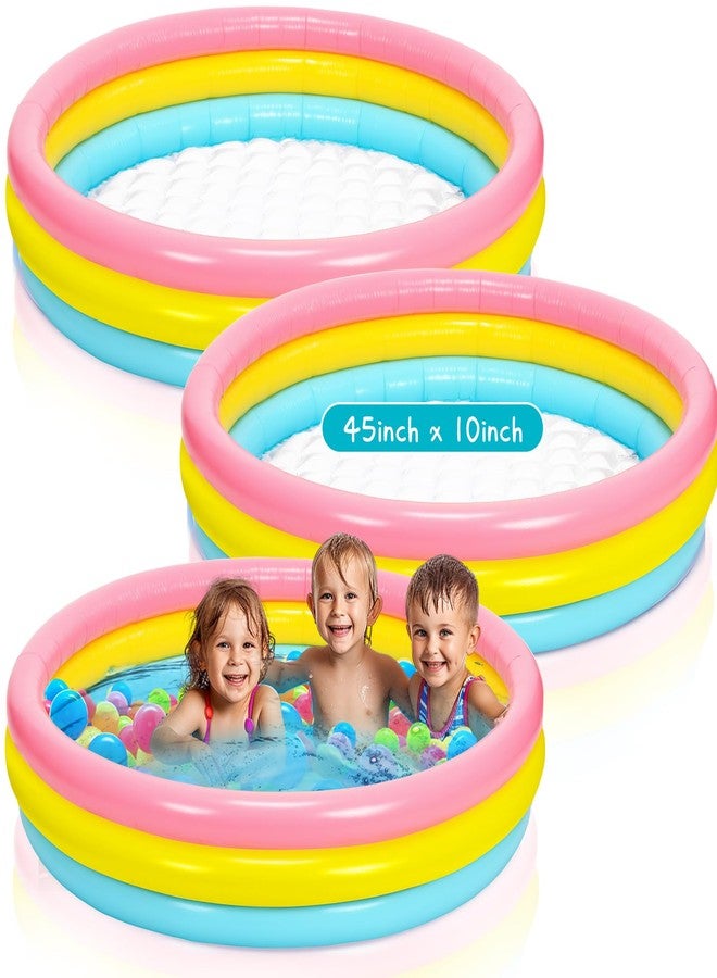 Jerify 3 Pack Pool for 45 x 10 Inch Inflatable Portable Round Paddling Pool 3 Rings Blow up Rings Round Padding Ball Pond for Indoor Outdoor Water Game Play (Colorful) - Image 1