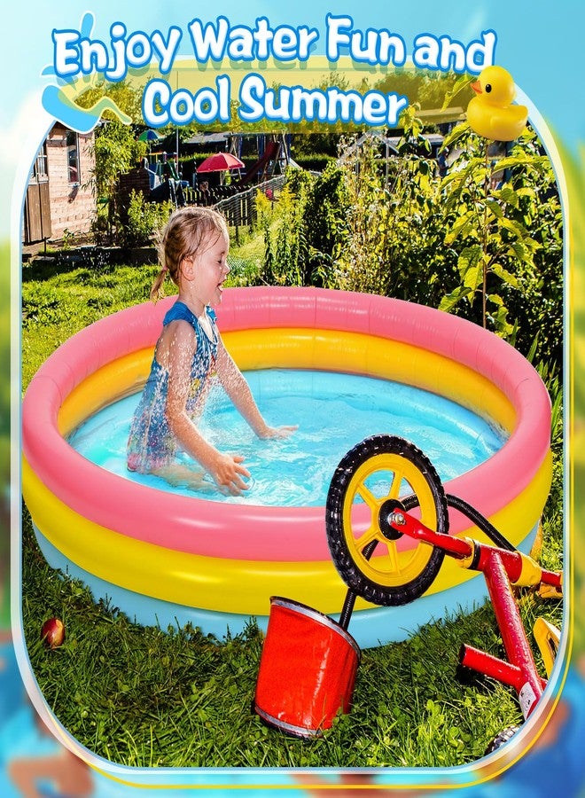 Jerify 3 Pack Pool for 45 x 10 Inch Inflatable Portable Round Paddling Pool 3 Rings Blow up Rings Round Padding Ball Pond for Indoor Outdoor Water Game Play (Colorful) - Image 5