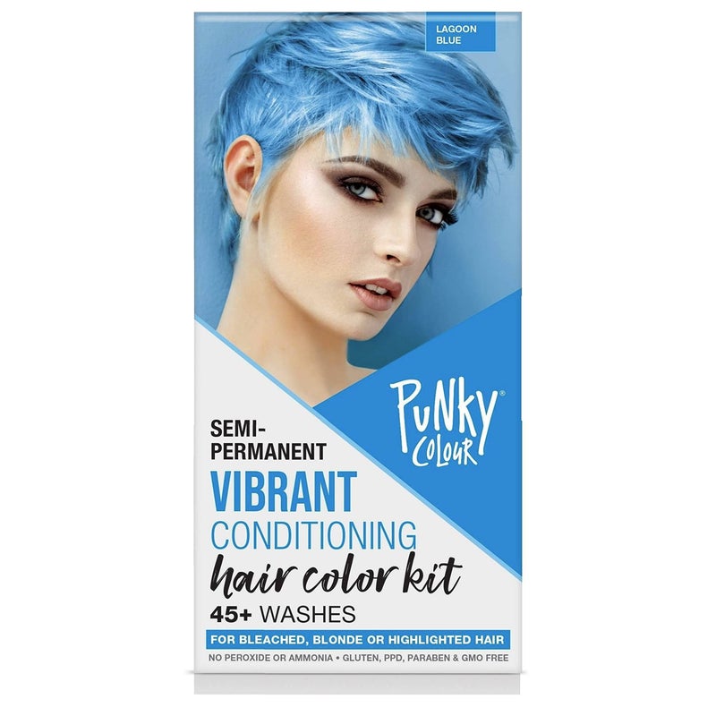 Punky Colour Semi Permanent Hair Color Kit Lagoon Blue - Vibrant Conditioning Hair Dye for Bleached & Blonde Hair, 3.5 fl oz - Image 1