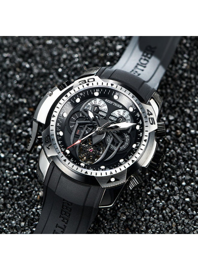 REEF TIGER high-end brand watch, fully automatic mechanical men's watch, fashionable waterproof night light large dial watch - Image 1