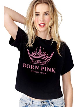 Rock&Roll Blackpink Tour Black Crop Top Women's T-Shirt  - Image 1