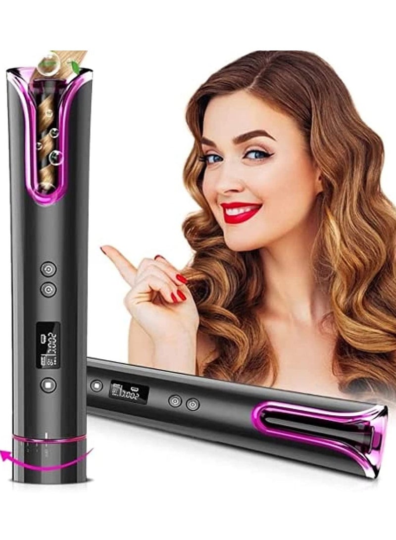 جينيكست جهاز تجعيد الشعر اللاسلكي - مكواة تجعيد تلقائية مع شاشة عرض درجة حرارة LCD ومؤقت - Image 1