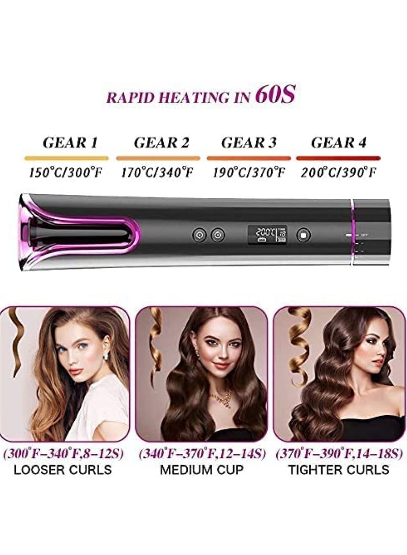 جينيكست جهاز تجعيد الشعر اللاسلكي - مكواة تجعيد تلقائية مع شاشة عرض درجة حرارة LCD ومؤقت - Image 4