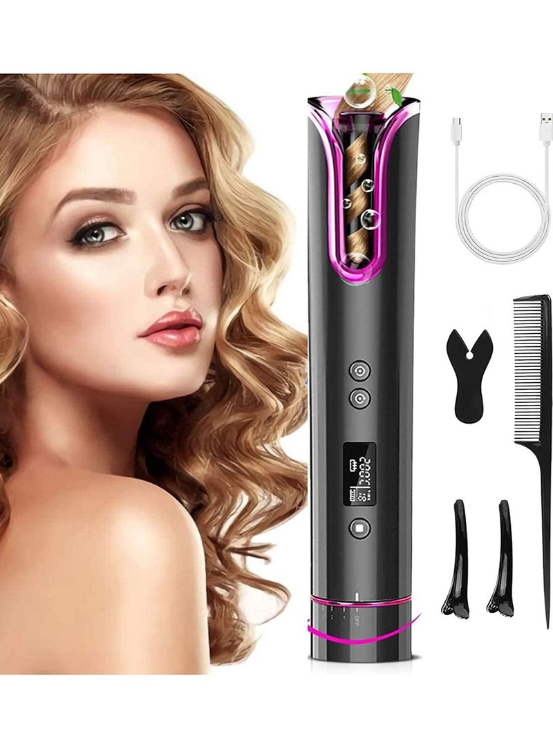 جينيكست جهاز تجعيد الشعر اللاسلكي - مكواة تجعيد تلقائية مع شاشة عرض درجة حرارة LCD ومؤقت - Image 2