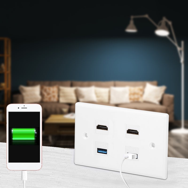 لوحة جدار بخريزات 2 مدخلات HDMI أنثى إلى أنثى وخريزات 2 USB للمنزل والمستشفى - Image 3