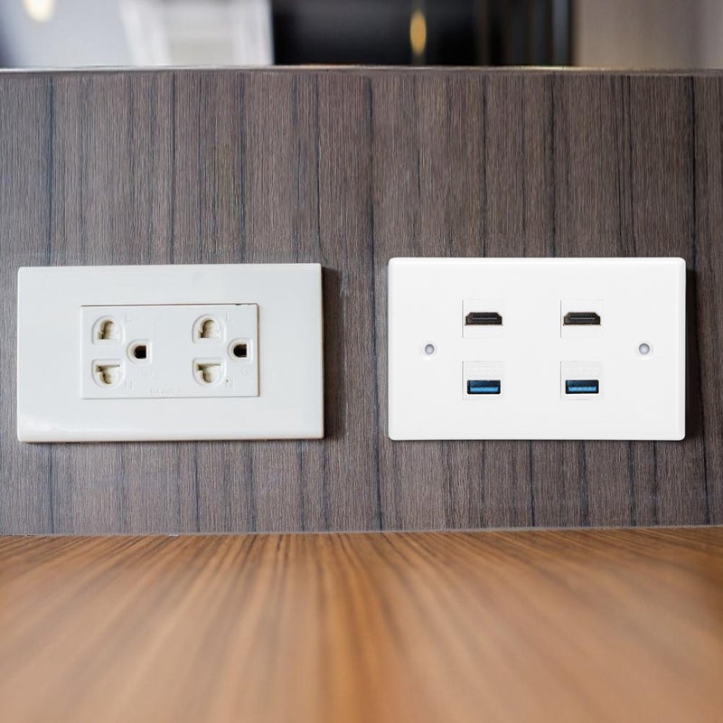 لوحة جدار بخريزات 2 مدخلات HDMI أنثى إلى أنثى وخريزات 2 USB للمنزل والمستشفى - Image 2