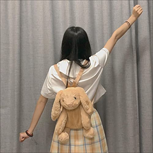 Kmiunty Cute Plush Backpack Cute Animal Backpack Rabbit Backpack Bags with Adjustable Straps (Khaki) - Image 5