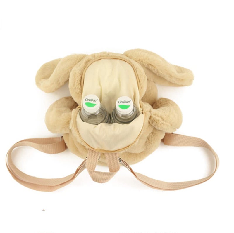 Kmiunty Cute Plush Backpack Cute Animal Backpack Rabbit Backpack Bags with Adjustable Straps (Khaki) - Image 3
