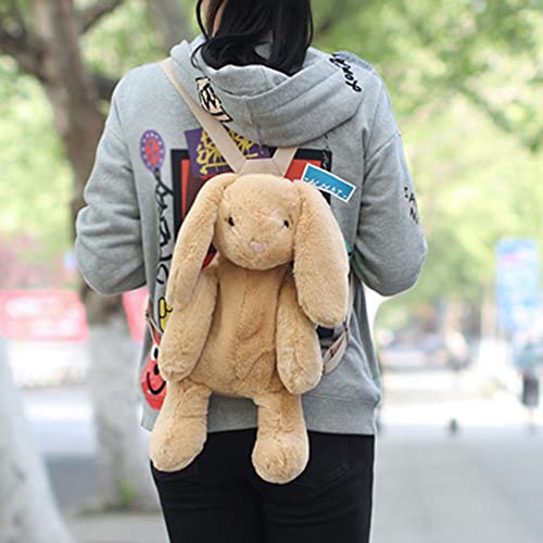 Kmiunty Cute Plush Backpack Cute Animal Backpack Rabbit Backpack Bags with Adjustable Straps (Khaki) - Image 4
