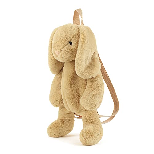 Kmiunty Cute Plush Backpack Cute Animal Backpack Rabbit Backpack Bags with Adjustable Straps (Khaki) - Image 1