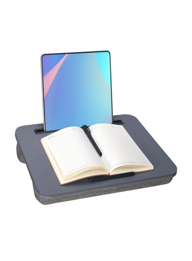 YUELAKE Lap Desk, Portable Laptop Desk Fits Up to 16“ Laptops, with Tablet Slot, Built-in Cushion, Great for Home & Office,Lap Desk for Laptop,Lap Desk with Cushion (Dark Grey, Medium) - Image 1