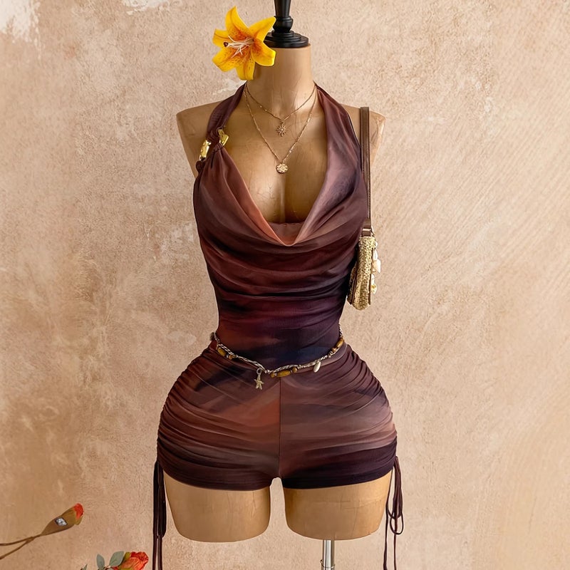 Women's Solid Color Halter Neck Jumpsuit - Image 3