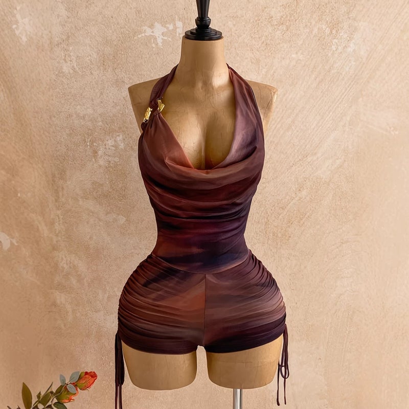 Women's Solid Color Halter Neck Jumpsuit - Image 1