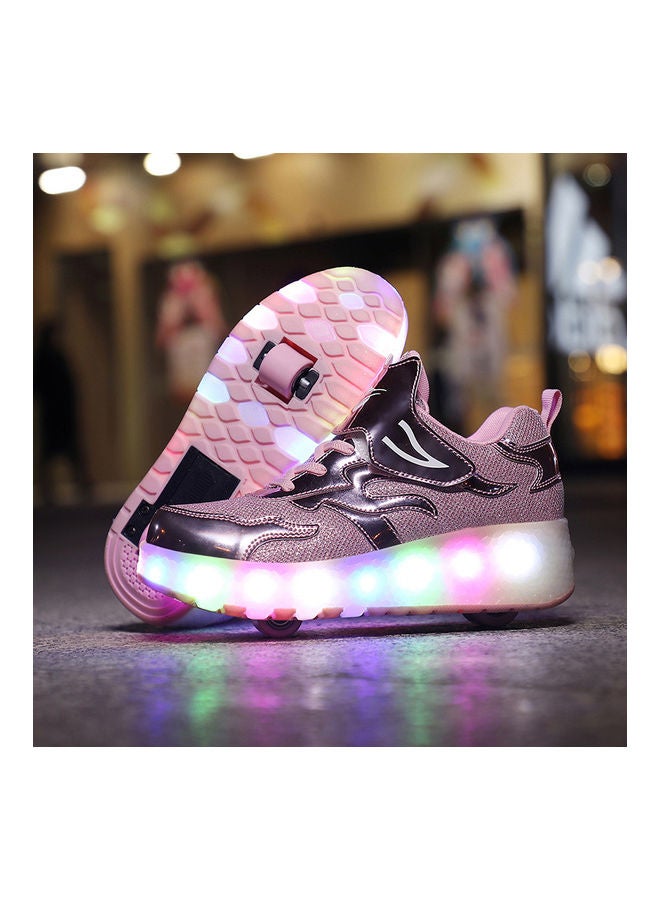 Kidle The New Trend Of Children's LED Light Up Rechargeable Luminous Double Wheel Heelys Skates, Breathable Youth Student Sports Shoes - Image 4