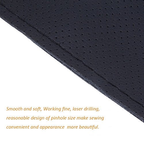 Onerbuy Universal Leather Car Steering Wheel Stitch On Wrap Cover DIY Sewing Breathable and Anti Slip, Maximum for 15-Inch Diameter Car Steering Wheel (Black) - Image 5