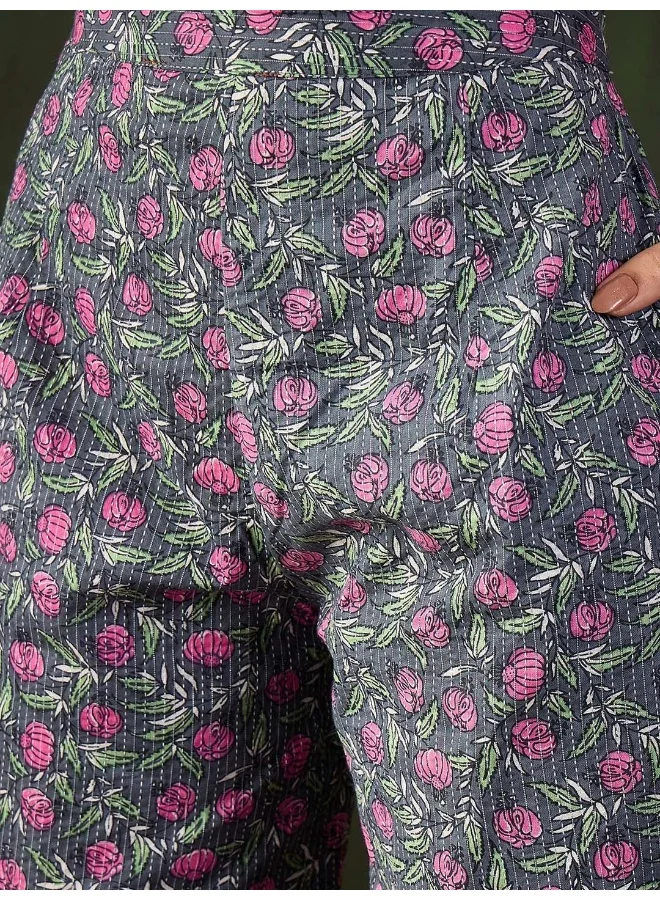 AKS Mustard And Grey Kurta Set With Funky Back Detail