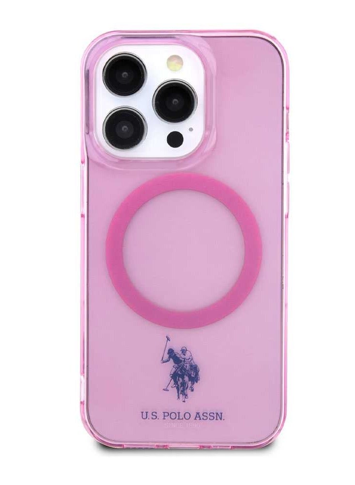 يو اس بولو حافظة صلبة ماجسيف لهاتف آيفون 14 برو ماكس 6.7 بوصة DH / غطاء خلفي - وردي - Image 2