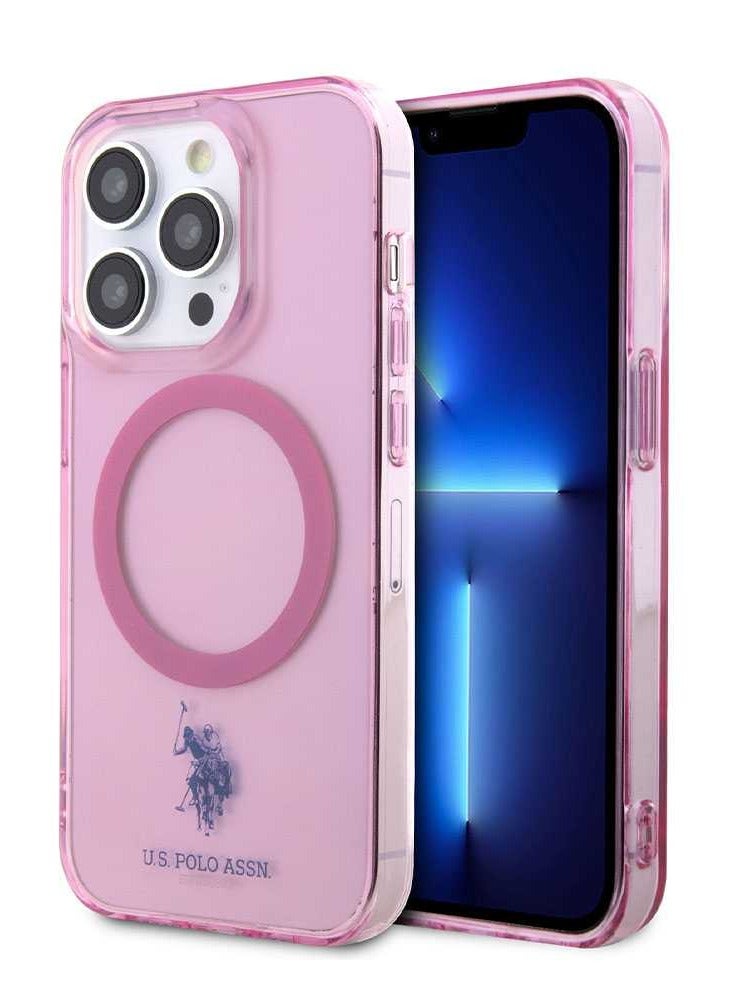 يو اس بولو حافظة صلبة ماجسيف لهاتف آيفون 14 برو ماكس 6.7 بوصة DH / غطاء خلفي - وردي - Image 4