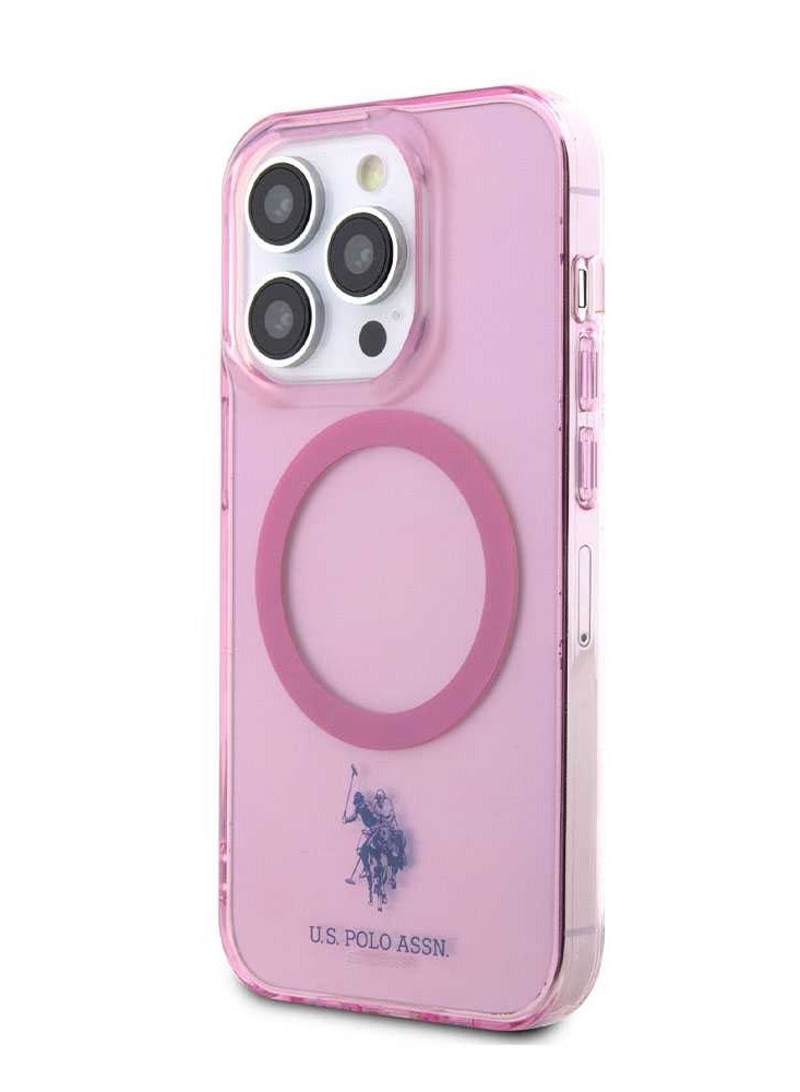 يو اس بولو حافظة صلبة ماجسيف لهاتف آيفون 14 برو ماكس 6.7 بوصة DH / غطاء خلفي - وردي - Image 1