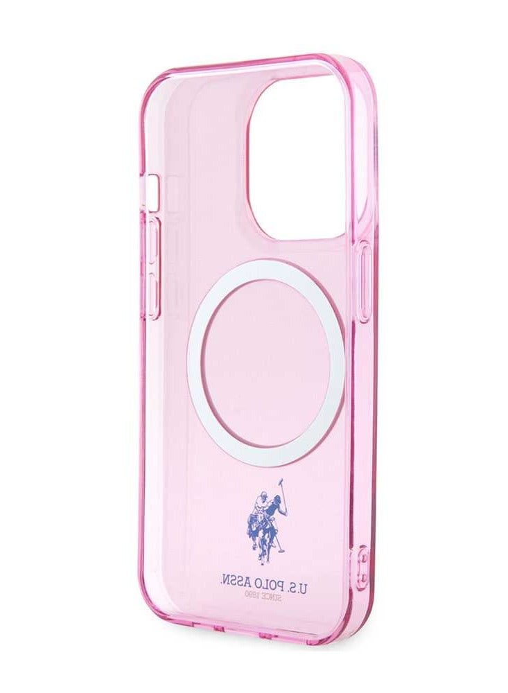 يو اس بولو حافظة صلبة ماجسيف لهاتف آيفون 14 برو ماكس 6.7 بوصة DH / غطاء خلفي - وردي - Image 3