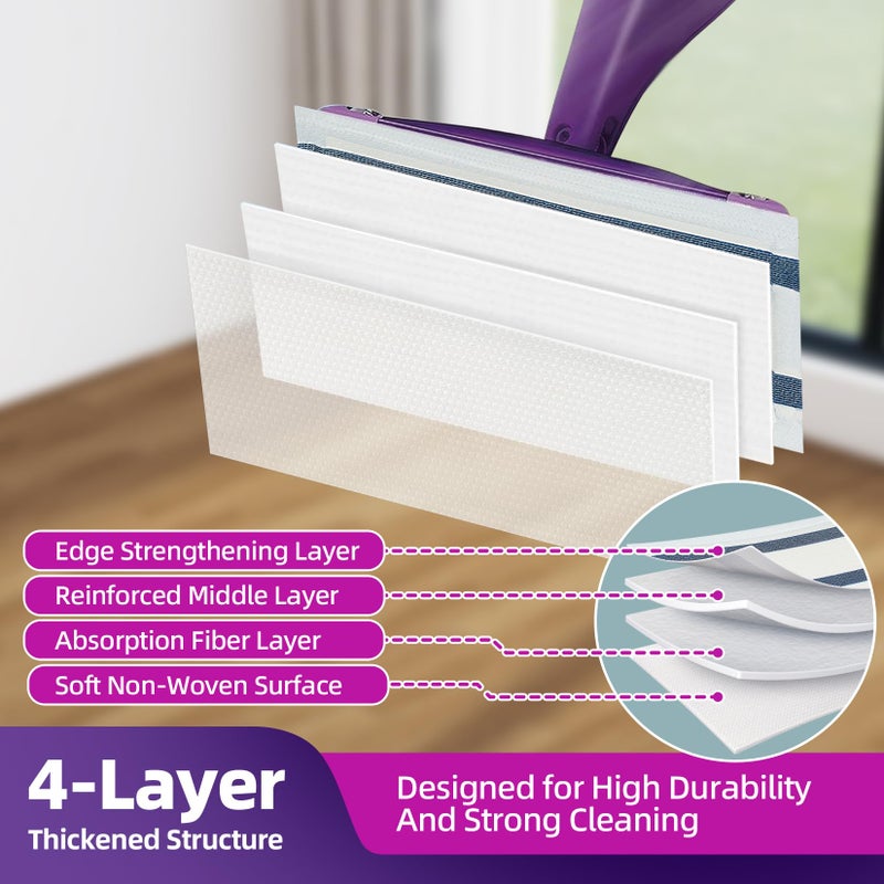 JOYUMY Wet Mop Pads Refills, 4-Layer Thick Disposable Wet Jet Pads, 5.9"Ã—11.4" Fragrance-Free Mopping Cloths, Compatible with Most Spray Mops for Home Kitchen Hardwood Wood Floors, 60 Pack - Image 2