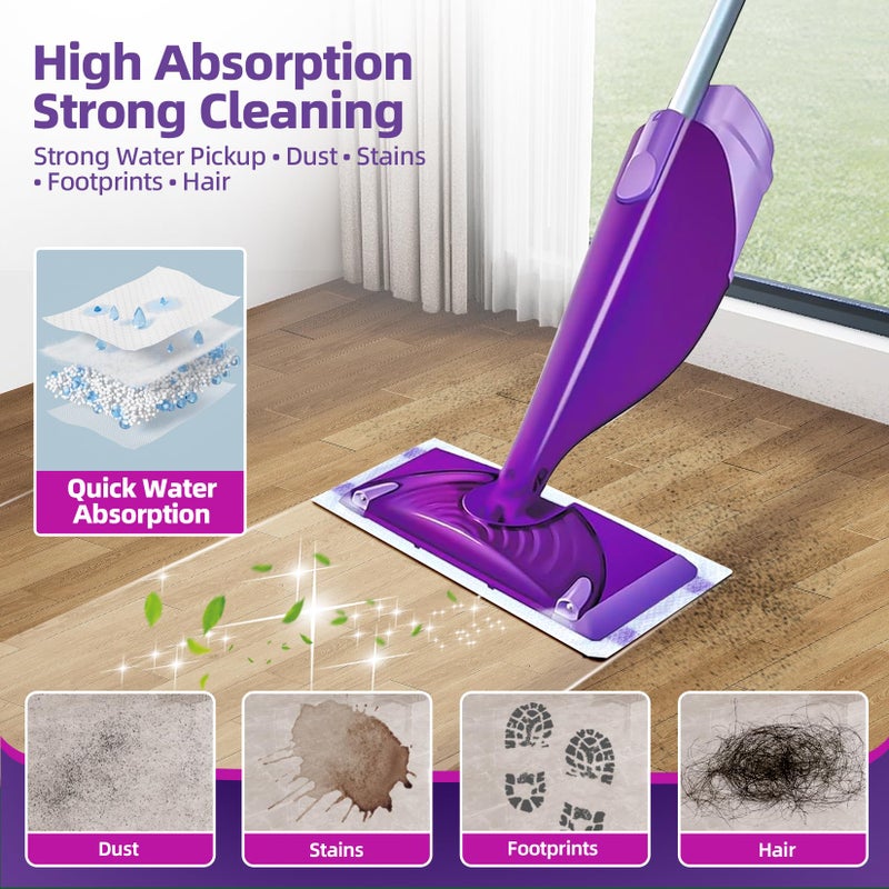 JOYUMY Wet Mop Pads Refills, 4-Layer Thick Disposable Wet Jet Pads, 5.9"Ã—11.4" Fragrance-Free Mopping Cloths, Compatible with Most Spray Mops for Home Kitchen Hardwood Wood Floors, 60 Pack - Image 3