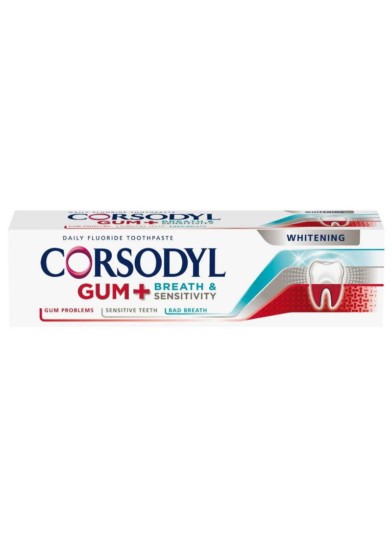Corsodyl - Corsodyl Gum, Breath & Sensitivity Whitening Toothpaste 75ml - Image 1