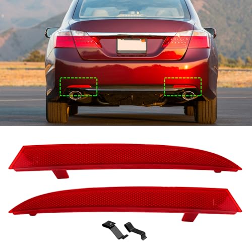 Abodvu Compatible with Honda Accord Sedan Rear Bumper Reflectors 20132015Left Driver Right Passenger Side Rear Bumper Red Marker TrimsBack Reflector WO Bulbs Replace for 9th Gen Accord1Pair - Image 1