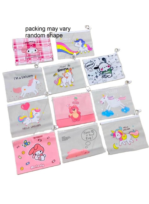 Transparent makeup and pen bag, different shapes, one piece
