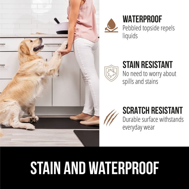 GORILLA GRIP Set of 2 Soft Anti Fatigue Mats for Kitchen Floor, 17x29 + 17x59, Stain and Scratch Resistant, Waterproof Ergonomic Standing Office Desk Mat, Supportive Memory Foam Rug, 1/2" Thick, Black - Image 4