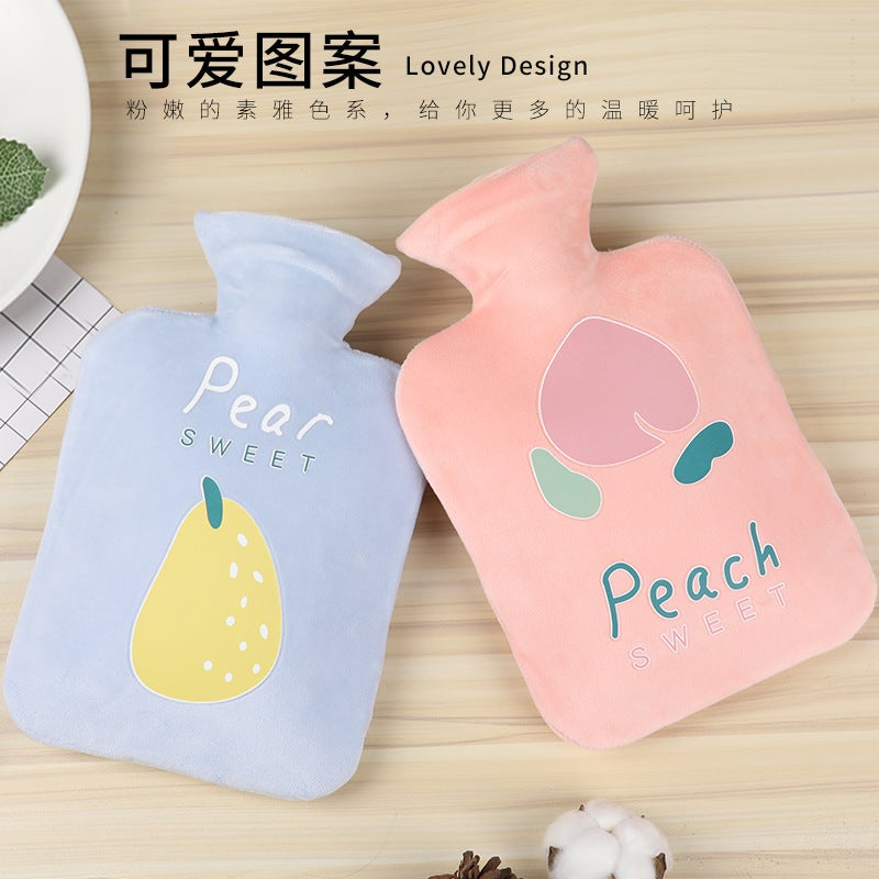 Large Water Bottle With Fruit Pattern Fabric Cover, Refillable Water Bag, Hand Warmer, Student Gift, , Dual-Use For And Cold - Image 3