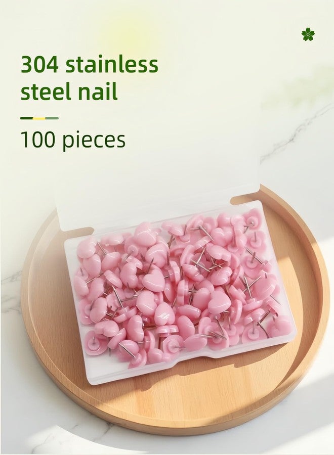 RyanDesign Heart Push Pins,Corkboard Nails for Office/Home Decor-Durable Decorative Push Pins for Bulletin Board,Photos,Notes,DIY Crafts,Soft Corkboard,Reusable&Cute Wall Decor (Pink Square Box 100PACK) - Image 5