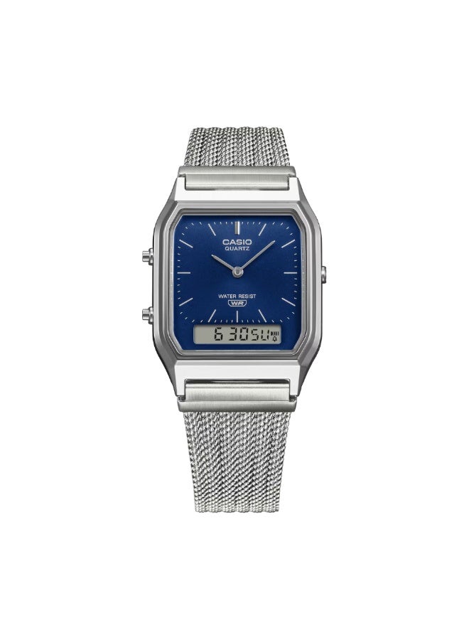 CASIO AQ-230EM-2ADF Analog-Digital Watch – Light Blue Dial, Vintage Retro Style, Mesh Bracelet, Everyday & Smart Casual Wear - Image 2