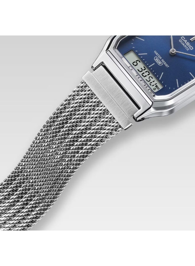 CASIO AQ-230EM-2ADF Analog-Digital Watch – Light Blue Dial, Vintage Retro Style, Mesh Bracelet, Everyday & Smart Casual Wear - Image 4