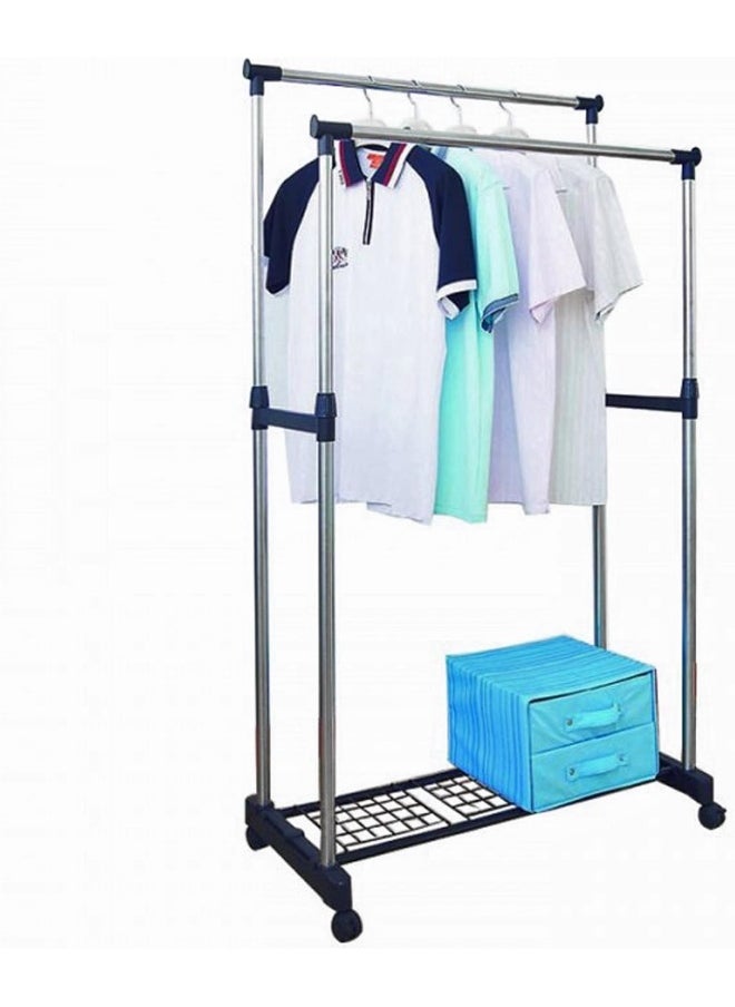 Styleys Styleys Stainless Steel Double-Pole Clothes Hanger/Rack, Rolling Bar Rail Rack, (For Clothes/Shoes) Adjustable  - Image 3