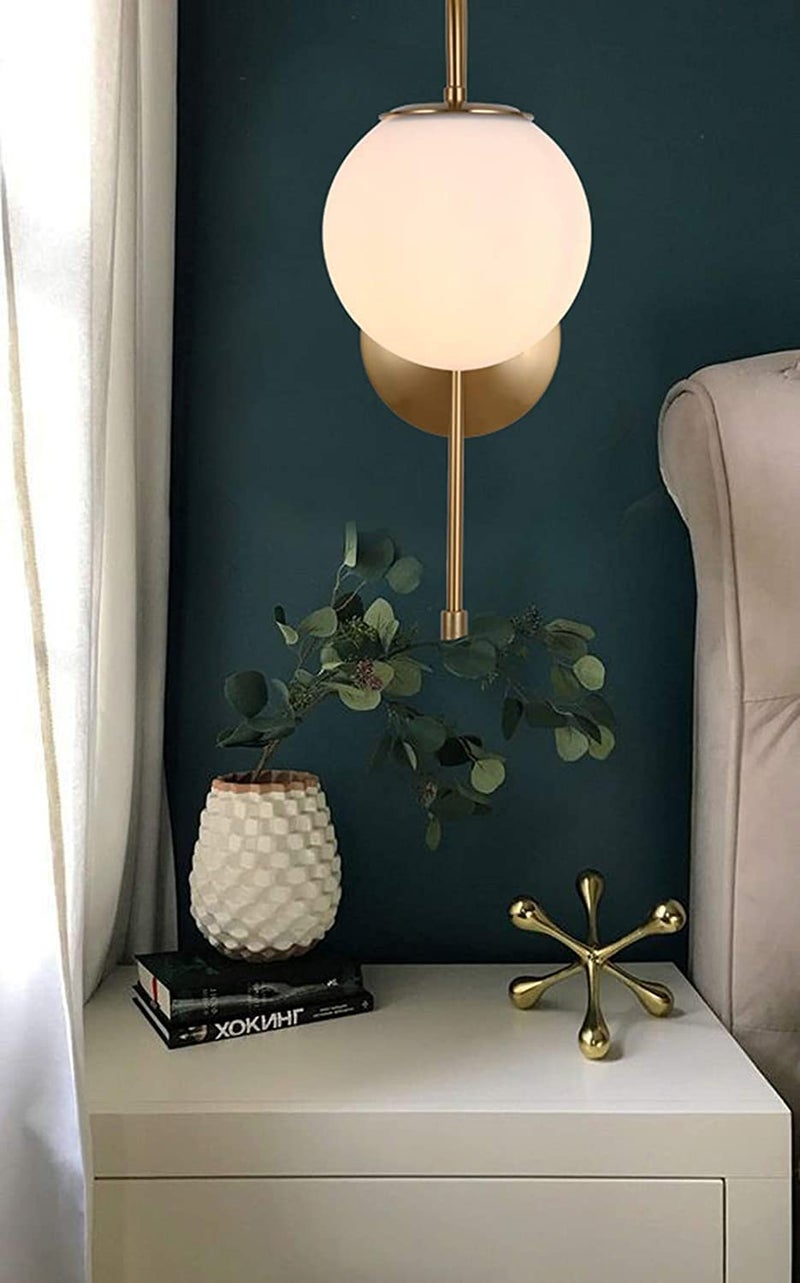 Homenique 40 Watts Gold Wall Sconce Lighting Frosted Glass Globe Shade Wall Sconce Lamp Contemporary Wall Mounted Light Fixture Without Bulb Corded Electric - Image 3