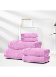 Rest Luxury Towel Set Lavender Pack Of 6 Cotton Soft Absorbent Washable Quick Dry Family Towel Set Includes , 1 Bath Sheet -100X150Cm 1 Bath Towel -70X140Cm 2 Hand Towel -50X100Cm 2 Facetowel-30X30Cm  - Image 1